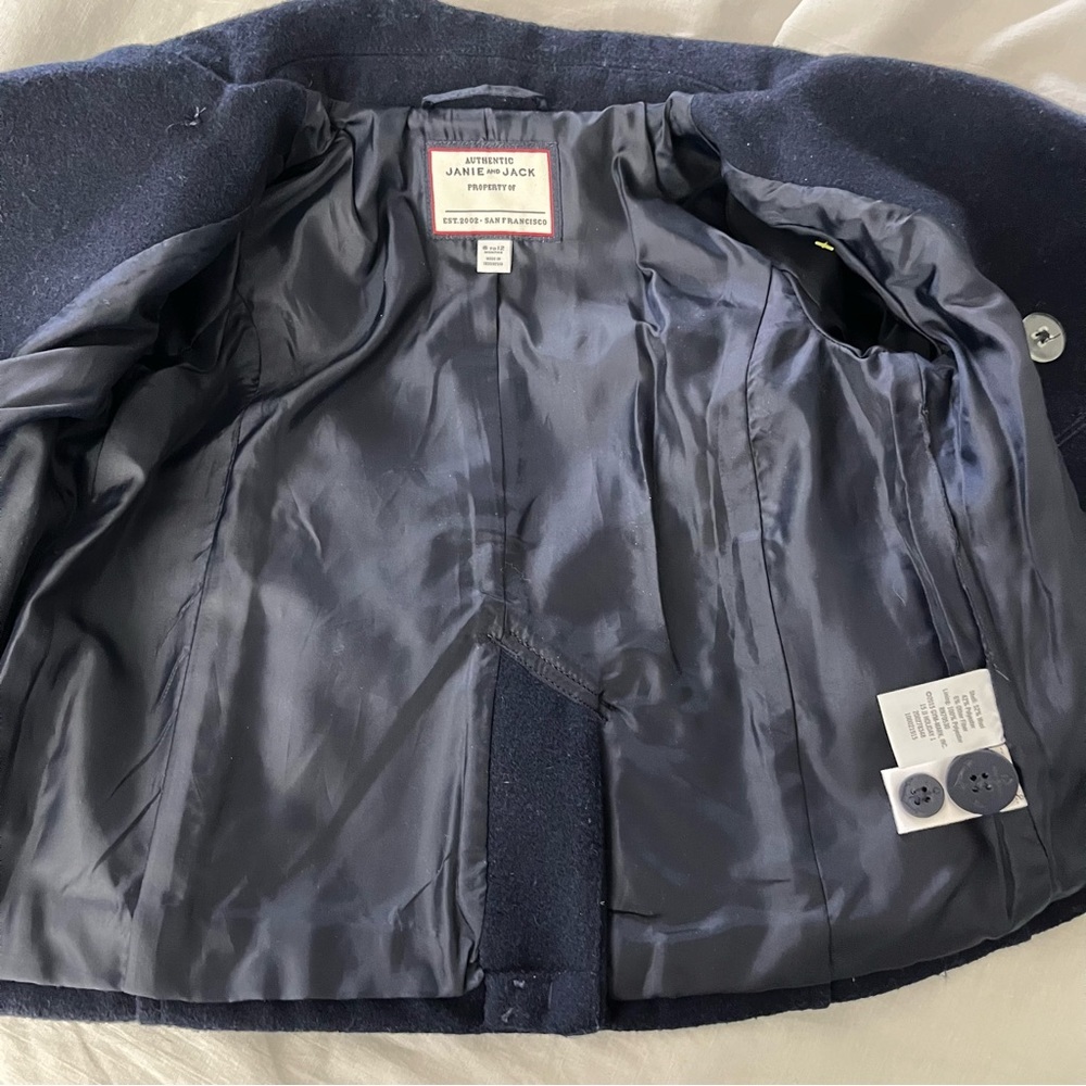 Janie and Jack girls wool blend navy double breasted pea coat size 6-12 … - Picture 7 of 7